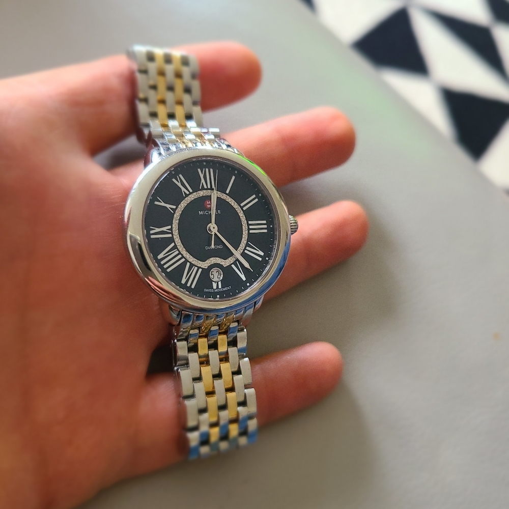 Michele Serein Two Tone gold and silver watch
